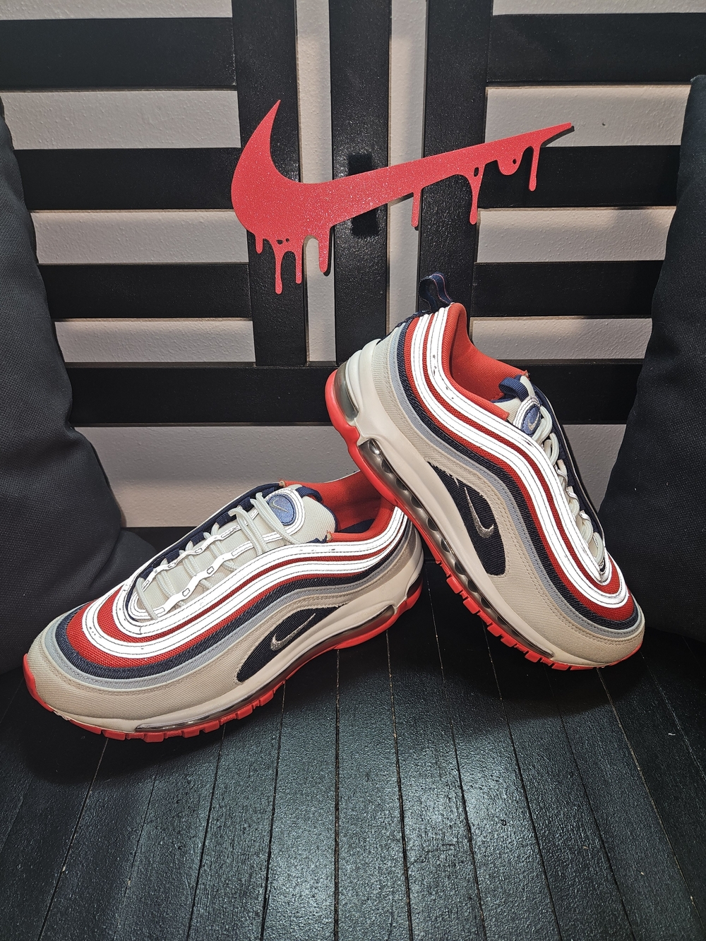 Nike Air Max 97 'USA Denim' - Wht/Navy/Red - Sz 9M/10.5W (DJ5171-600)